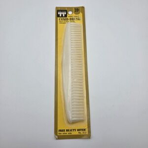 Vintage 1960s Tip Top Brand Unbreakable White Comb-Brush Hair Dress Comb NEW